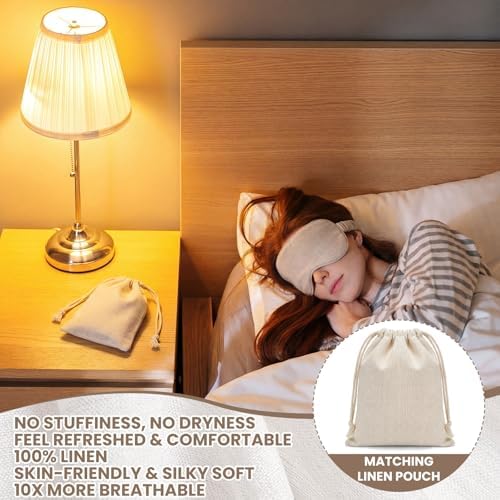 1 Set Pure Linen Sleep Mask Organic Cotton Eye Cover Gift - Image 4
