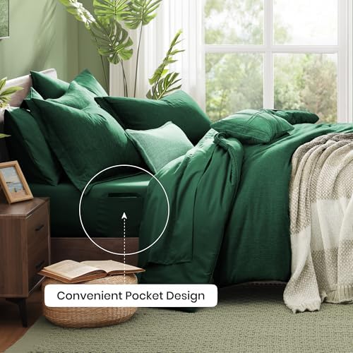 Monbix Queen Size Comforter Set 7 Pieces Emerald Green Bed in a Bag - Image 4