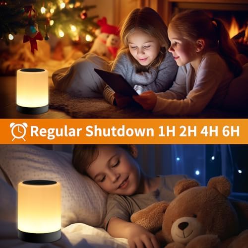 OORUN Touch Bedside Table Lamp,13 RGB Colors & 5 Brightness, USB Rechargeable Desk Lamp, Remote Control Dimmable Night Light with RGB Color Changing,Portable Lamp for Baby (2 Pack Black) - Image 6
