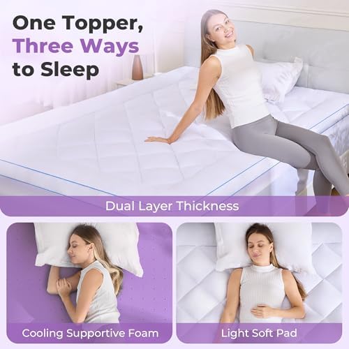 SINWEEK 5 Inch Dual Layer Memory Foam Mattress Topper King Size, 2 Inch Gel - Image 5