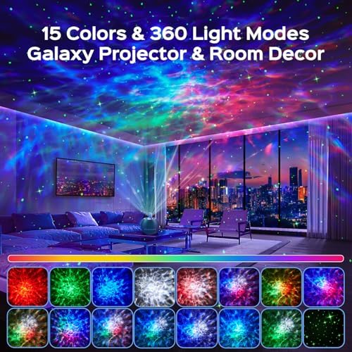 One Fire 360 Game Lights Galaxy Projector Gaming Accessories Gaming Room Decor Green Star Bluetooth Speaker+15 White Noise Man Cave Accessories Cool Gifts for Men Birthday Gift Cool Stuff for Teen Boy - Image 3