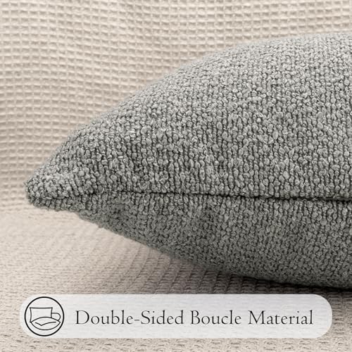 JoraLion 14x26 inch Boucle Lumbar Pillow Cover, Light Gray Woven Texture - Image 5