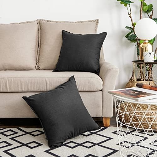 Jeanerlor Pack of 2 24 x 24 Inch Cotton Linen Soft Soild Decorative Square - Image 2