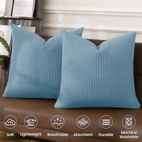 PHF 100% Cotton Waffle Weave Throw Pillow Cover, No Filling, 2 Pack Elegant - Image 3