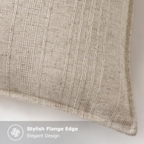 decorUhome Light Khaki Textured Linen Throw Pillow Covers 12x20 Set of 2 - Image 3