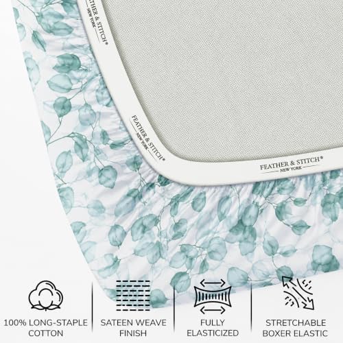 Feather & Stitch 100% Cotton Sateen 500 TC Split King Size Bed Sheet Set - Image 3