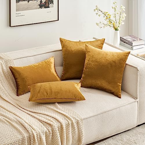 MIULEE 12x20 Inch Lumbar Velvet Throw Pillow Covers Dark Gold - Image 5