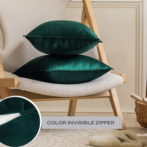JIAHANNHA Velvet Green Throw Pillow Covers 20”x20”Pack of 2 Soft Decorative - Image 2