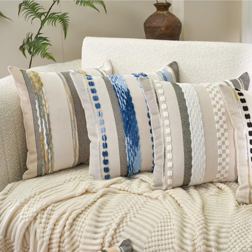 Aeckself Boho Throw Pillow Covers 18x18 Inch Set of 2, Farmhouse Decorative - Image 4