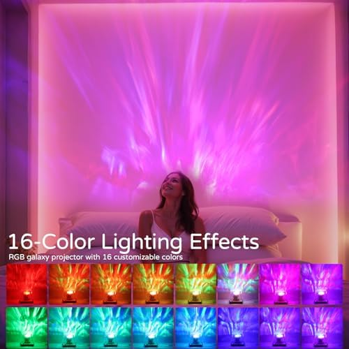 Northern Lights Projector Rechargeable,4.5" Aurora Light Projector Ocean Lamp Mood Ambient Lighting with 16 Colors and Aurora Drift Effects for Room Decor Teen Girl Gifts Classroom - Cordless - Image 3