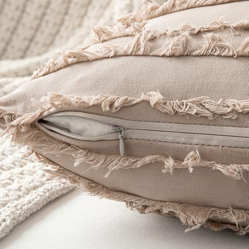 MIULEE Boho Linen Striped Euro Throw Pillow Covers 22x22 - Image 6