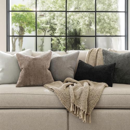 MIULEE Dercorative Lumbar Throw Pillow Covers 12x20 Inch Grey-White 2 Pack - Image 2
