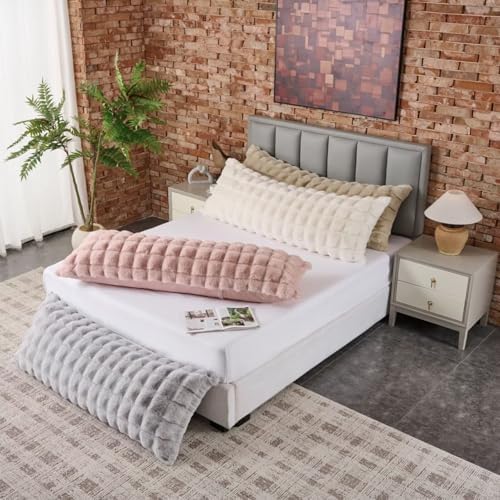 20"x54"Luxury Shaggy Faux Fur Body Pillow Cover, Bubble Fluffy Plush Bed Body - Image 5