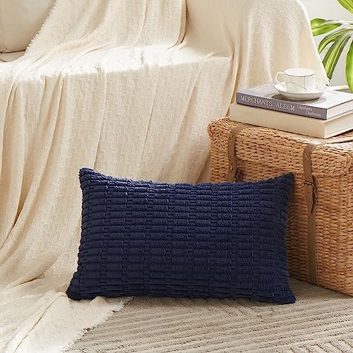 Fancy Homi 4 Packs Navy Blue Decorative Throw Pillow Covers 12x24 Inch - Image 2