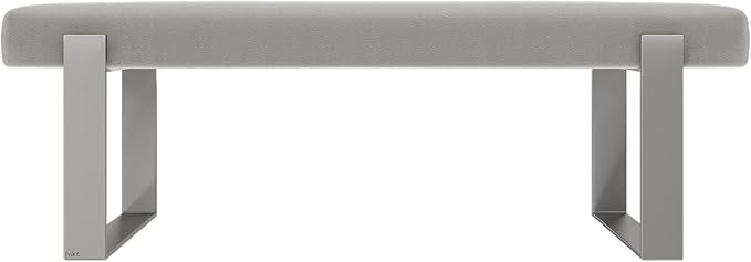 VANT Upholstered Bed Bench - Zigrino Oyster - Brushed Nickel - Contemporary Modern, Bedroom Bench Seat, Hallway, or Entryway