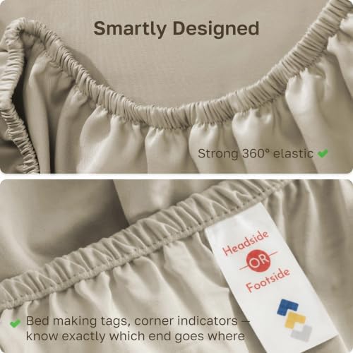 Soft Natural 100% Cotton Sateen Twin XL Fitted Sheet - Image 5