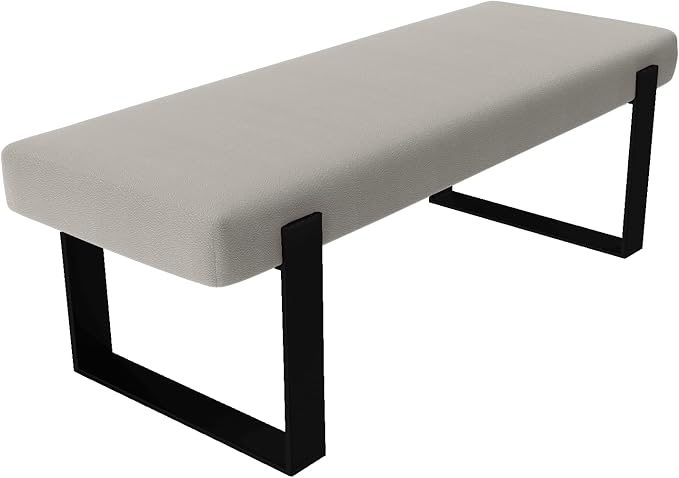 VANT Upholstered Bed Bench - Zigrino Oyster - Matte Black - Contemporary Modern, Bedroom Bench Seat, Hallway, or Entryway