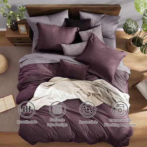 Monbix Full Size Comforter Set 7 Pieces Italian Plum Bed in a Bag - Image 2