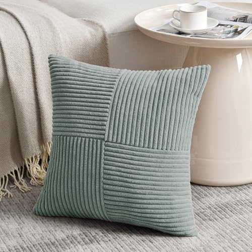 Fancy Homi 2 Packs Grey Blue Euro Decorative Throw Pillow Covers 26x26 Inch - Image 2