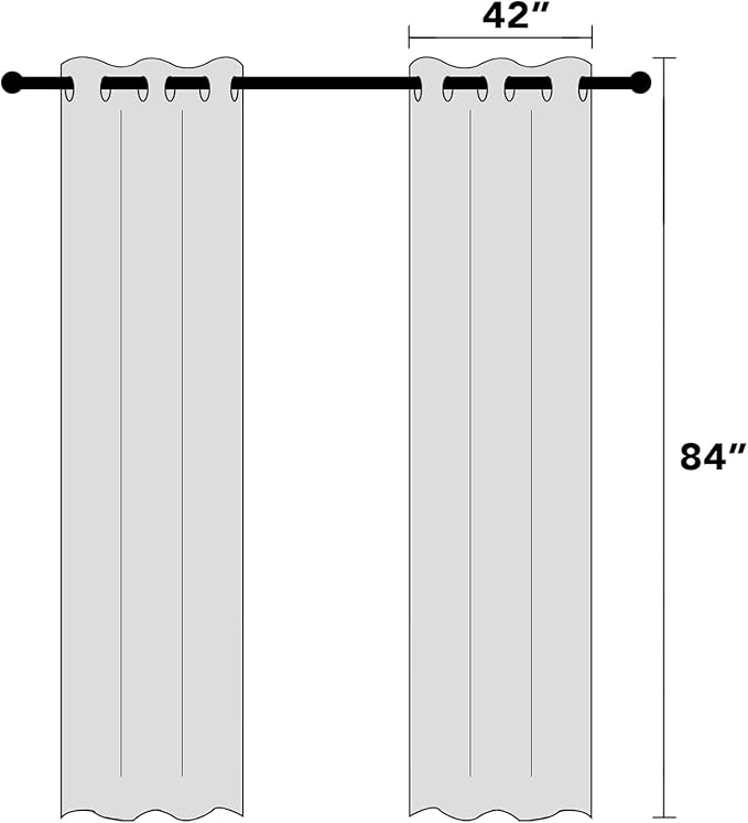 PrinceDeco 100% Blackout Curtains 84 inches Long for Bedroom Dining Room Soundproof Window Treatment Drapes with White Liner Noise Reducing Linen 84 Inch Blackout Curtains，Light Grey，42 x 84 Inch