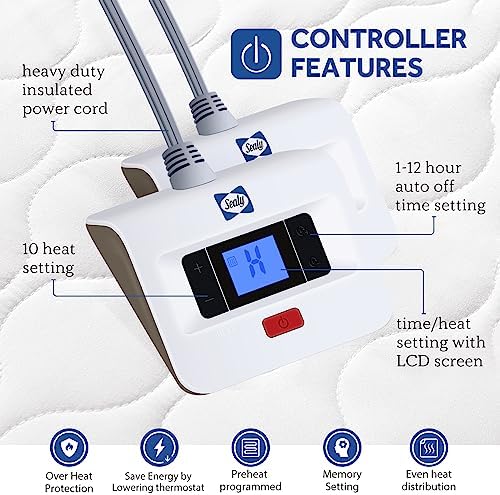 Sealy Heated Mattress Pad King Size Luxury Quilted Electric Bed Warmer - Image 5
