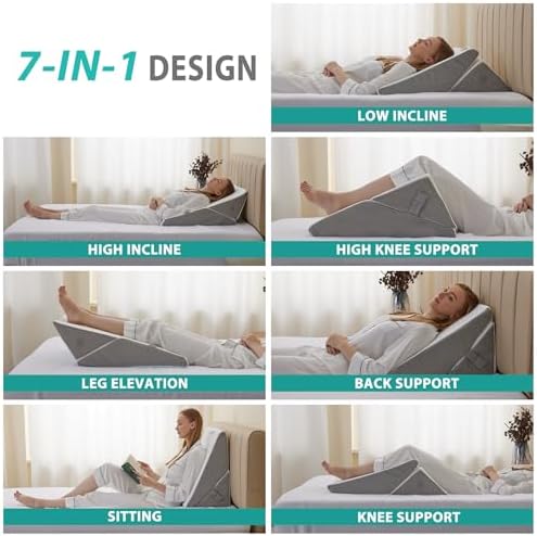 Bedluxe Wedge Pillow for Sleeping, Adjustable 9&12 Inch Foldable Bed Wedge - Image 2