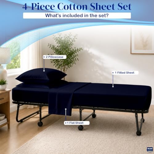 Cottingon 4 PC Cot Sheet Set 30"X75", Egyptian Cotton - Image 4