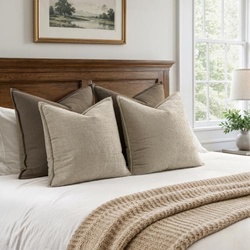 MIULEE Decorative Couch Throw Pillow Covers 18x18 Inch Light Taupe 2 Pack - Image 6