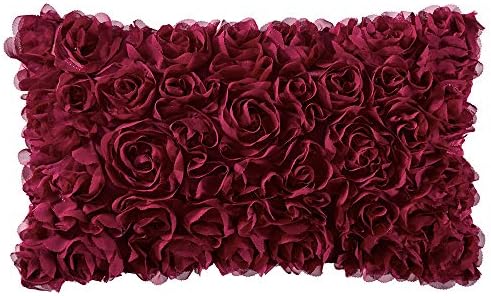 MIULEE Christmas 3D Decorative Romantic Stereo Chiffon Rose Flower Throw Pillow by MIULEE