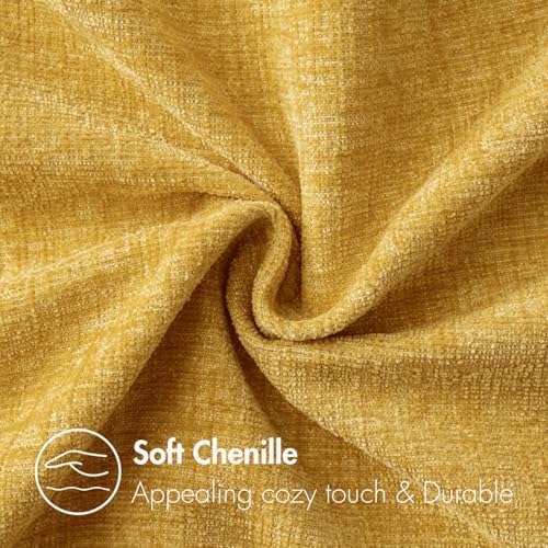 MIULEE Soft Chenille Throw Pillow Covers Mustard Yellow 16x16 Pack of 2 - Image 2