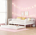 Bellemave Full Size Bed Frames with Rails for Kids, Full daybed Frame with Trundle for Boys/Girls/Adults， White