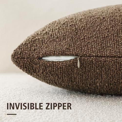 Foindtower Decorative Textured Boucle Throw Pillow Covers 26x26 Chocolate - Image 2