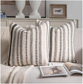Cethom Black Boho Throw Pillow Covers 20x20 Inch Set of 2, Stripe Textured by Cethom