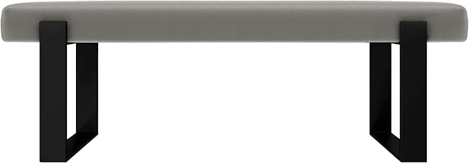 VANT Upholstered Bed Bench - Zigrino Mineral - Matte Black - Contemporary Modern, Bedroom Bench Seat, Hallway, or Entryway