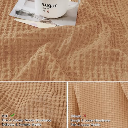 PHF Cotton Waffle Throw Pillow Covers 24" x 24", Standstone, No Insert - Image 4