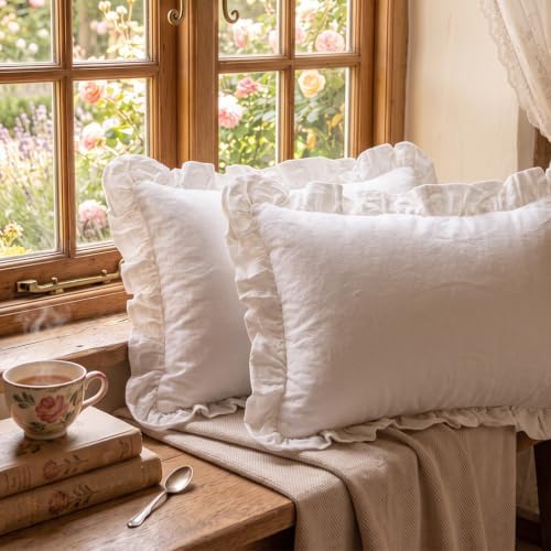 patdrea Vintage White Linen Throw Pillow Covers - Image 7