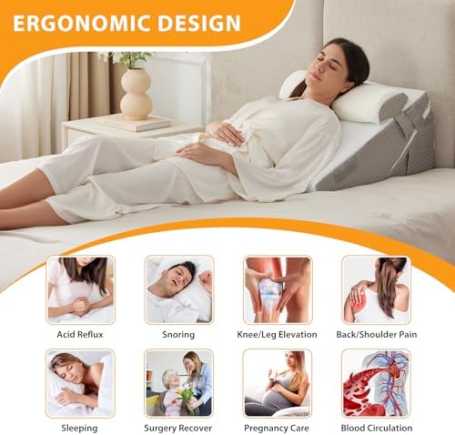 Ruqmuis Wedge Pillow Set for After Surgery, Incline Pillow Wedge for Headboard - Image 6