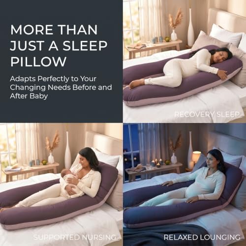 U Shaped Pregnancy Pillow Soft Reversible 55 in Chocolate Beige - Image 5