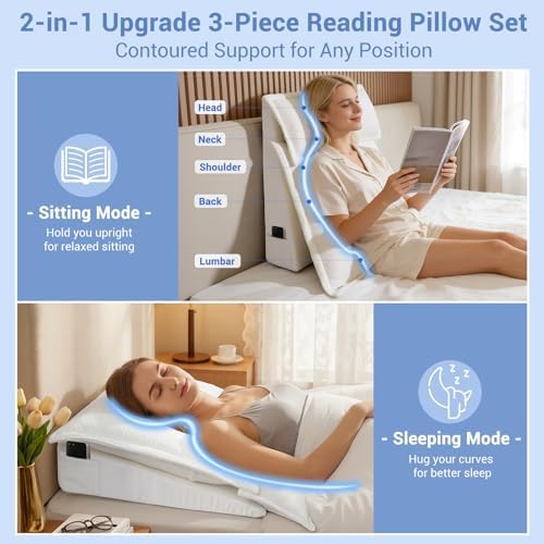 3PCS Bed Wedge Pillow Set for Sleeping - Image 3