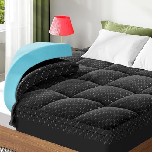 Dual Layer 3 Inch Memory Foam Mattress Topper Queen Size, 2 Inch Cooling Gel by VALUXE