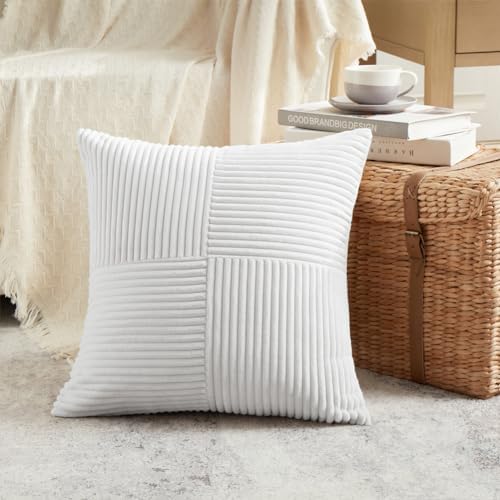 Fancy Homi 2 Packs White Euro Decorative Throw Pillow Covers 26x26 Inch - Image 2