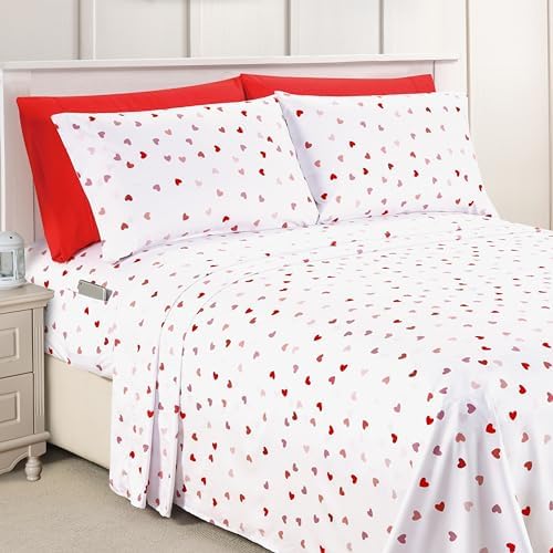 Elegant Comfort 6-Piece Sheet Set Deep Pocket Hearts by ELEGANTCOMFORT