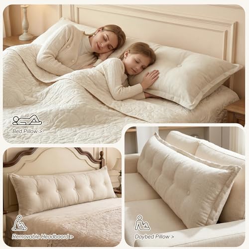 WOWMAX Headboard Pillow Queen Bolster Reading Pillow - Image 3