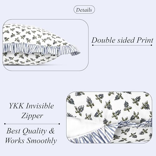 Ridhi Baby Blossoms Block Print Ruffle Pillow Covers 18x18 Inch Set of 2 - Image 2