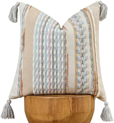 AmHoo Chenille Striped Textured Boho Throw Pillow Covers Aesthetic by AmHootextile