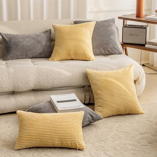 Home Brilliant 20 x 20 Pillow Covers Set of 2 Plush Corduroy Throw Pillow - Image 2