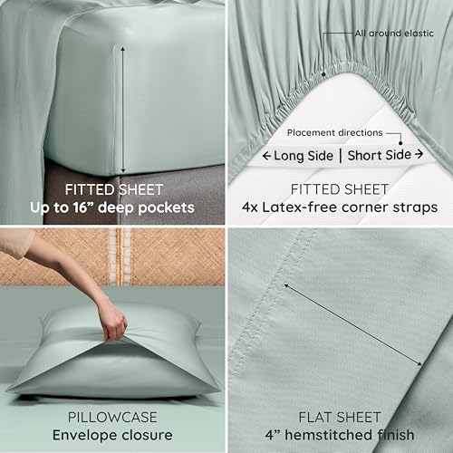 Bambaw 100% Viscose Derived from Bamboo Sheets Queen Size Deep Pocket Set – - Image 6