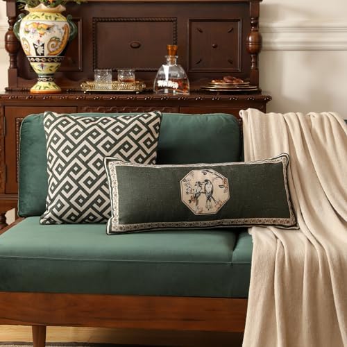 ISAENNE Vintage Linen Rectangle Throw Pillow Cover - Image 5