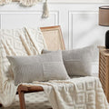 Fancy Homi 2 Packs Neutral Grey Lumbar Decorative Throw Pillow Covers 12x24 Inch by Fancy+Homi