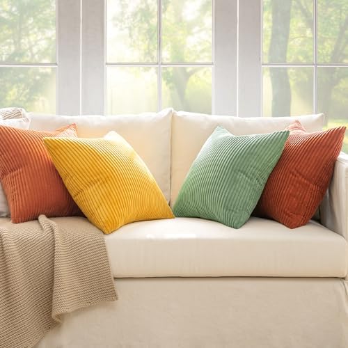 MIULEE Fall Decorative Throw Pillow Covers Yellow Rust Green 16x16 - Image 5
